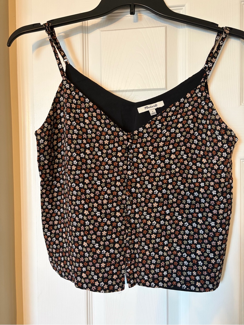 Madewell Black Floral Spaghetti-Strap Cami